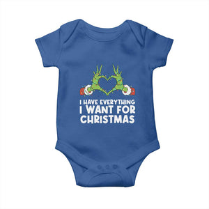 Funny Elf Hand Christmas Baby Onesie I Have Everything I Want For Christmas TS14 Royal Blue Print Your Wear