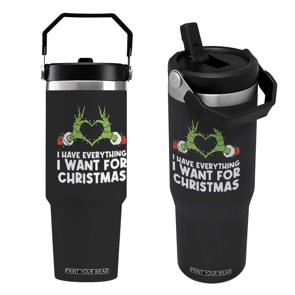 Funny Elf Hand Christmas Flip Straw Tumbler I Have Everything I Want For Christmas TS14 One Size: 30 oz Black Print Your Wear