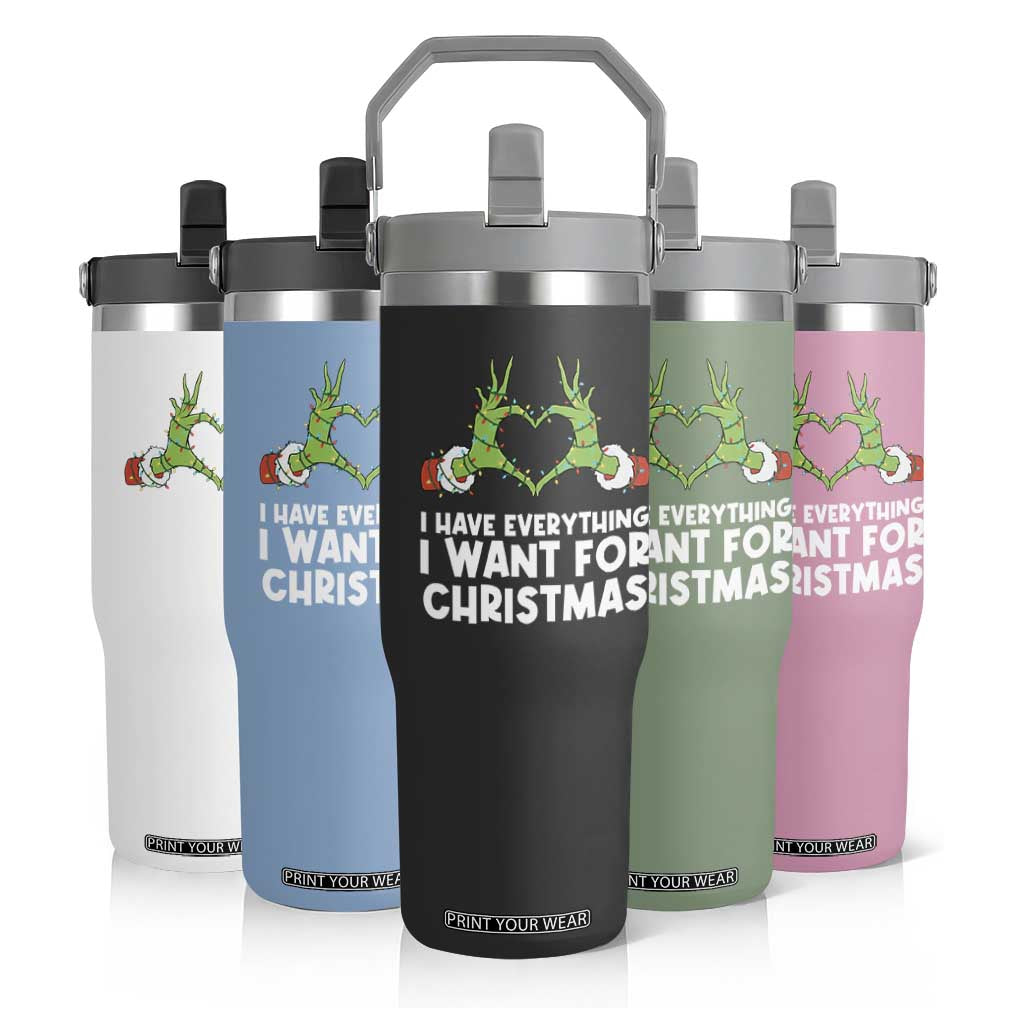 Funny Elf Hand Christmas Flip Straw Tumbler I Have Everything I Want For Christmas TS14 Print Your Wear