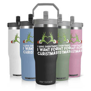 Funny Elf Hand Christmas Flip Straw Tumbler I Have Everything I Want For Christmas TS14 Print Your Wear