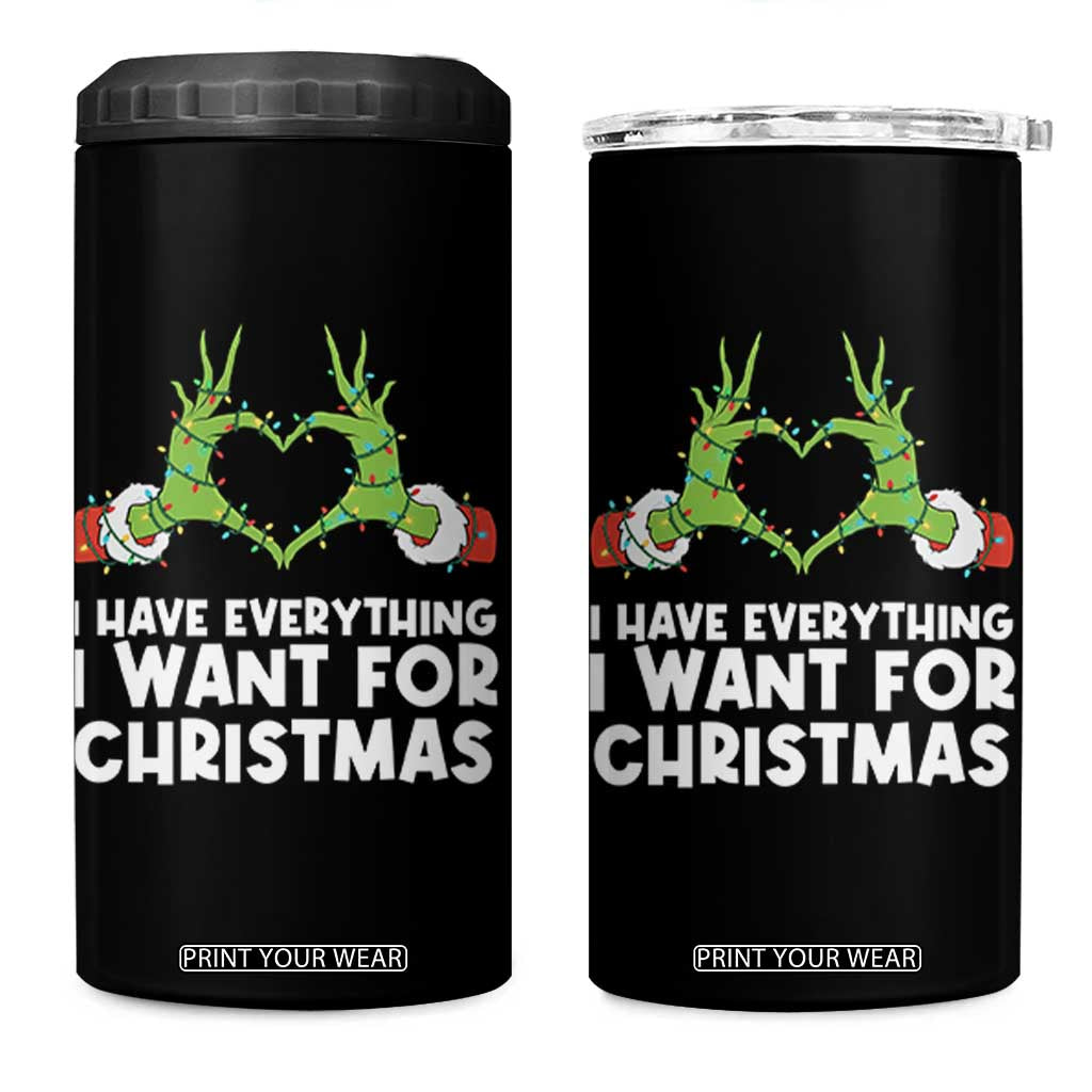 Funny Elf Hand Christmas 4 in 1 Can Cooler Tumbler I Have Everything I Want For Christmas TS14 One Size: 16 oz Black Print Your Wear