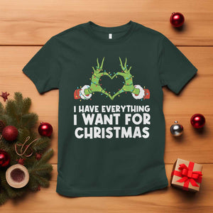 Funny Elf Hand Christmas T Shirt I Have Everything I Want For Christmas TS14 Dark Forest Green Print Your Wear