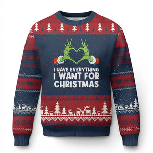 Funny Elf Hand Xmas Ugly Christmas Sweater I Have Everything I Want For Xmas TS14 Navy Red Print Your Wear