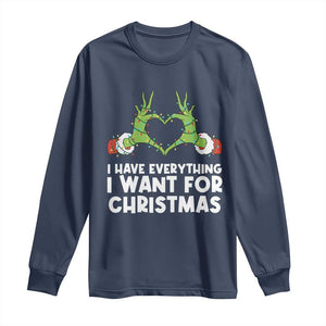 Funny Elf Hand Christmas Long Sleeve Shirt I Have Everything I Want For Christmas TS14 Navy Print Your Wear