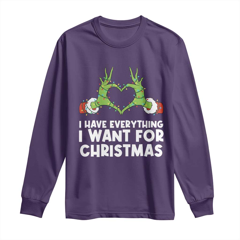 Funny Elf Hand Christmas Long Sleeve Shirt I Have Everything I Want For Christmas TS14 Purple Print Your Wear