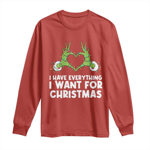 Funny Elf Hand Christmas Long Sleeve Shirt I Have Everything I Want For Christmas TS14 Red Print Your Wear