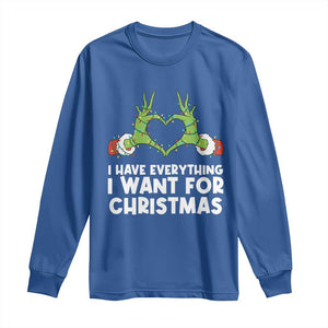 Funny Elf Hand Christmas Long Sleeve Shirt I Have Everything I Want For Christmas TS14 Royal Blue Print Your Wear