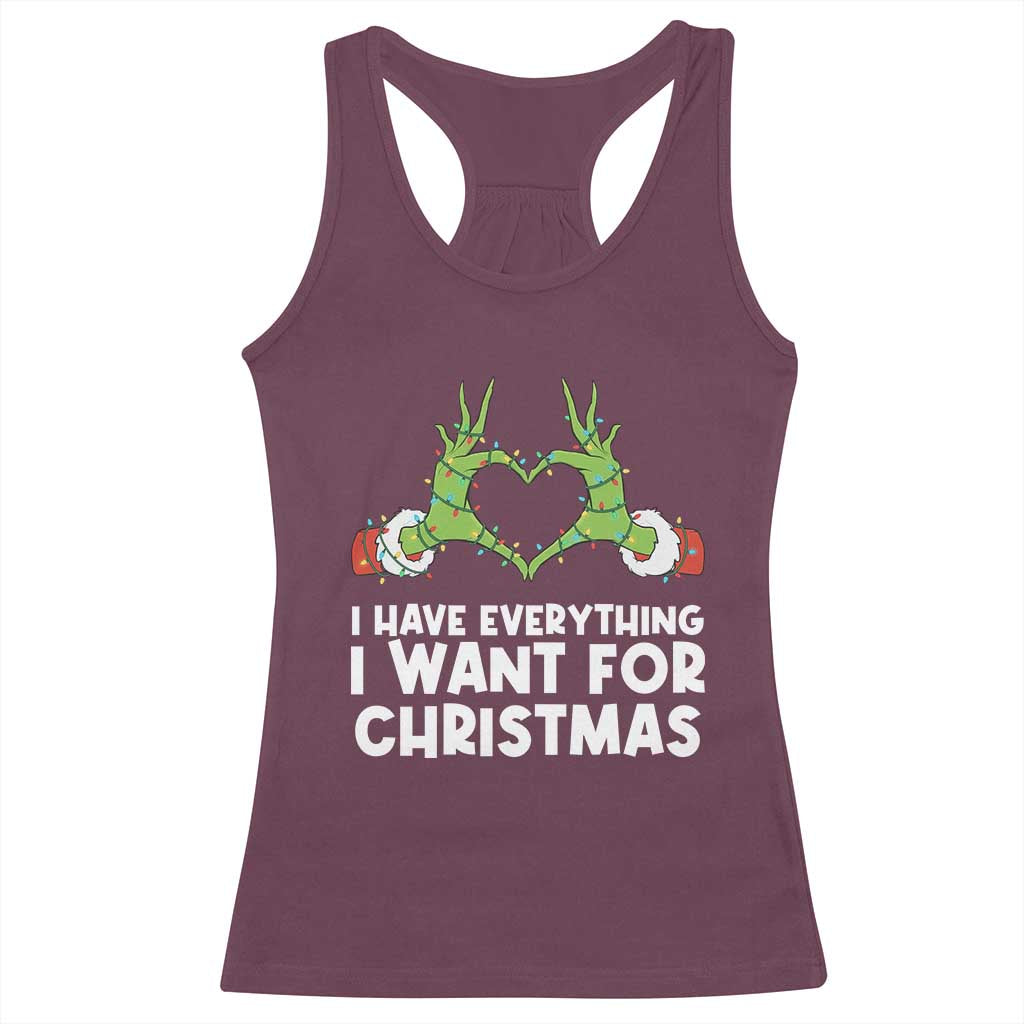 Funny Elf Hand Christmas Racerback Tank Top I Have Everything I Want For Christmas TS14 Maroon Print Your Wear