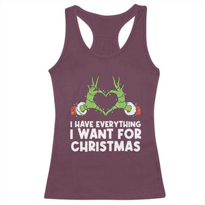 Funny Elf Hand Christmas Racerback Tank Top I Have Everything I Want For Christmas TS14 Maroon Print Your Wear