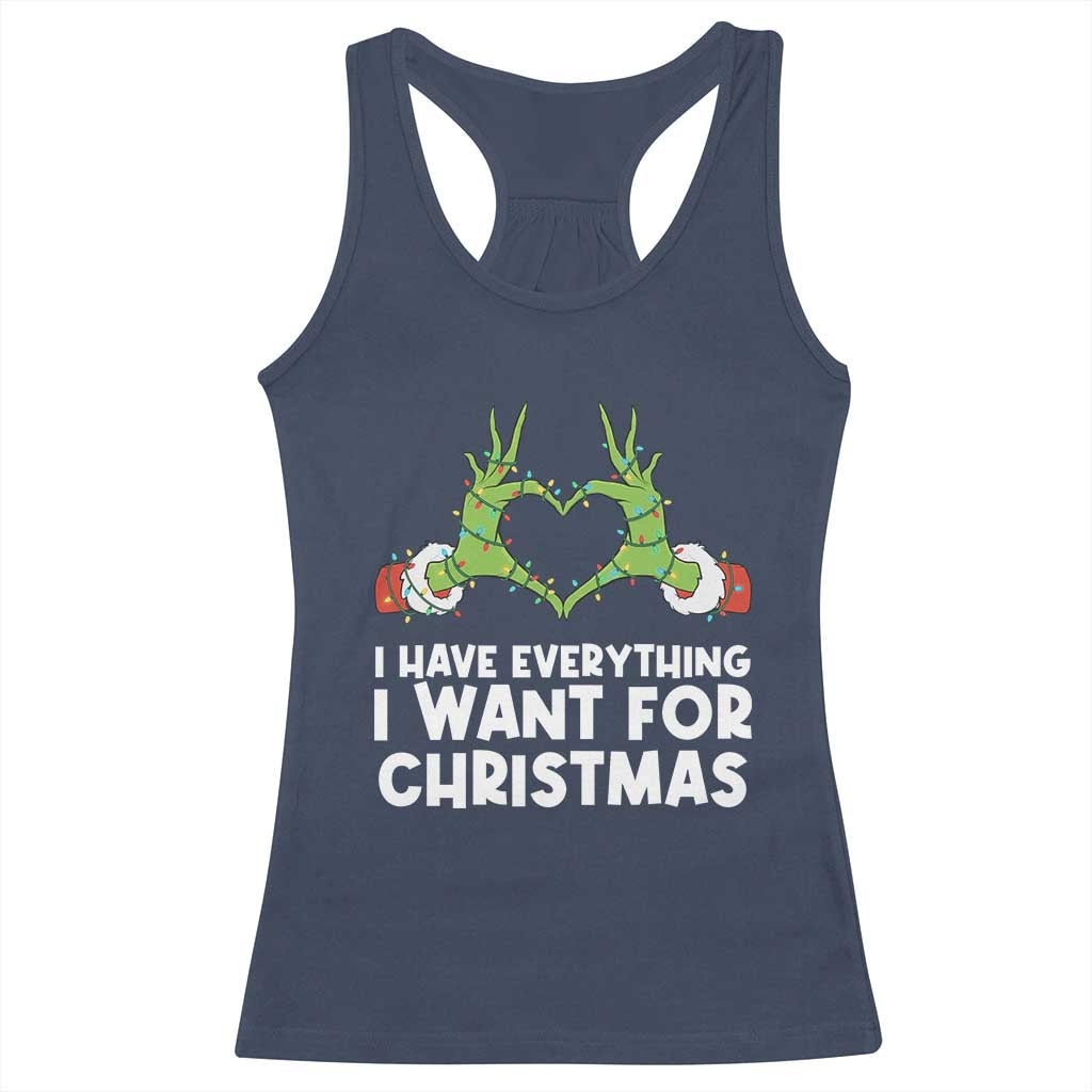 Funny Elf Hand Christmas Racerback Tank Top I Have Everything I Want For Christmas TS14 Navy Print Your Wear