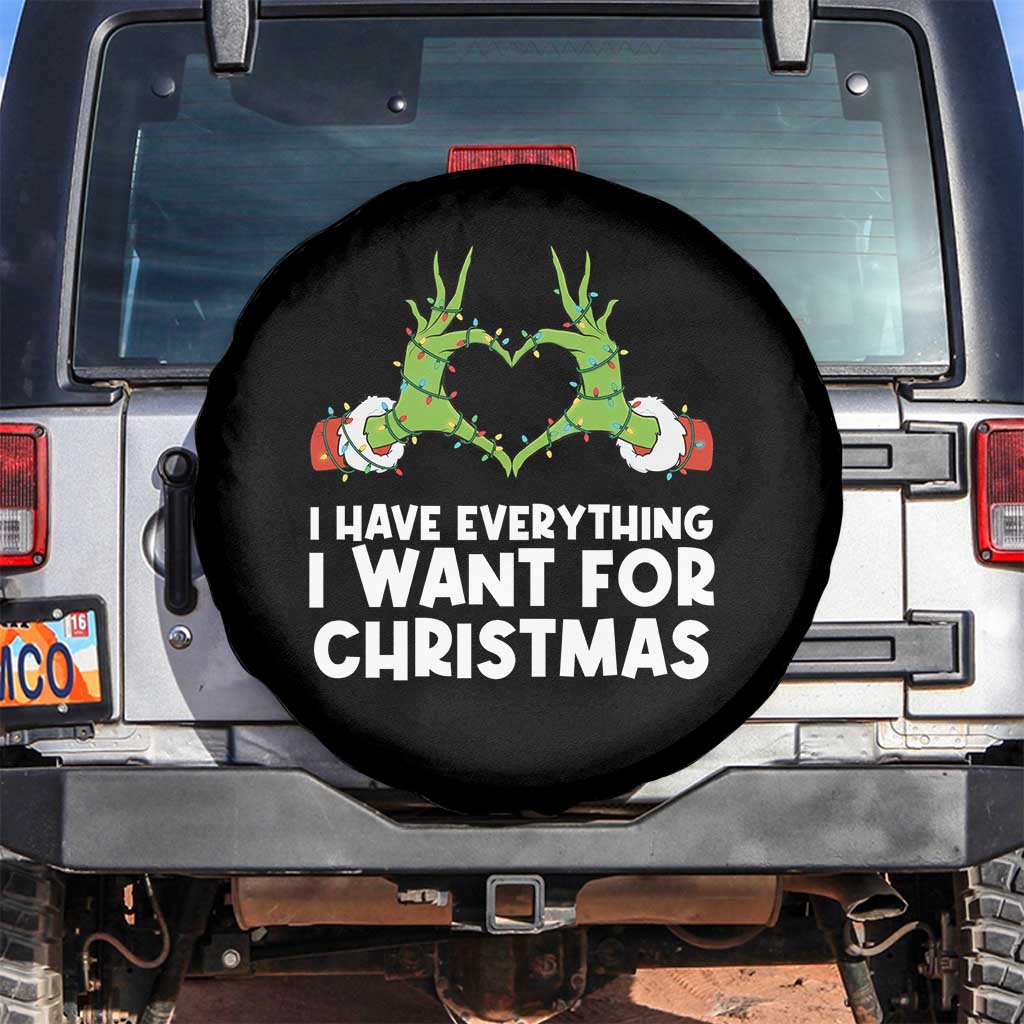 Funny Elf Hand Christmas Spare Tire Cover I Have Everything I Want For Christmas TS14 No hole Black Print Your Wear