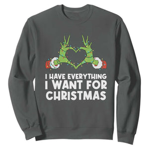 Funny Elf Hand Christmas Sweatshirt I Have Everything I Want For Christmas TS14 Dark Heather Print Your Wear