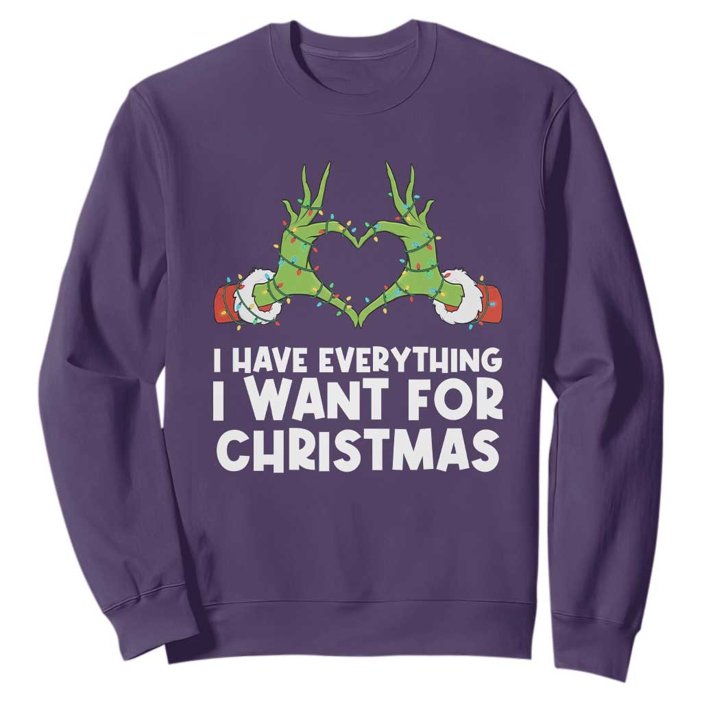 Funny Elf Hand Christmas Sweatshirt I Have Everything I Want For Christmas TS14 Purple Print Your Wear