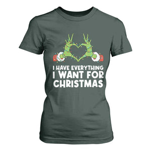 Funny Elf Hand Christmas T Shirt For Women I Have Everything I Want For Christmas TS14 Dark Forest Green Print Your Wear
