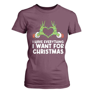 Funny Elf Hand Christmas T Shirt For Women I Have Everything I Want For Christmas TS14 Maroon Print Your Wear
