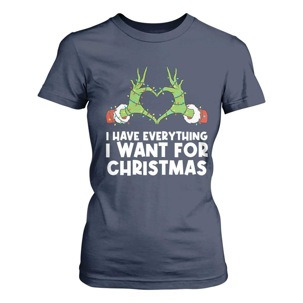 Funny Elf Hand Christmas T Shirt For Women I Have Everything I Want For Christmas TS14 Navy Print Your Wear