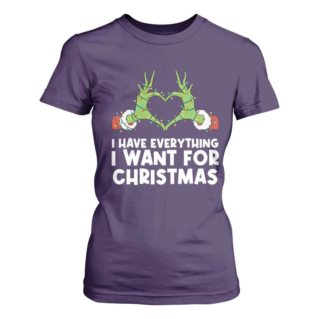 Funny Elf Hand Christmas T Shirt For Women I Have Everything I Want For Christmas TS14 Purple Print Your Wear