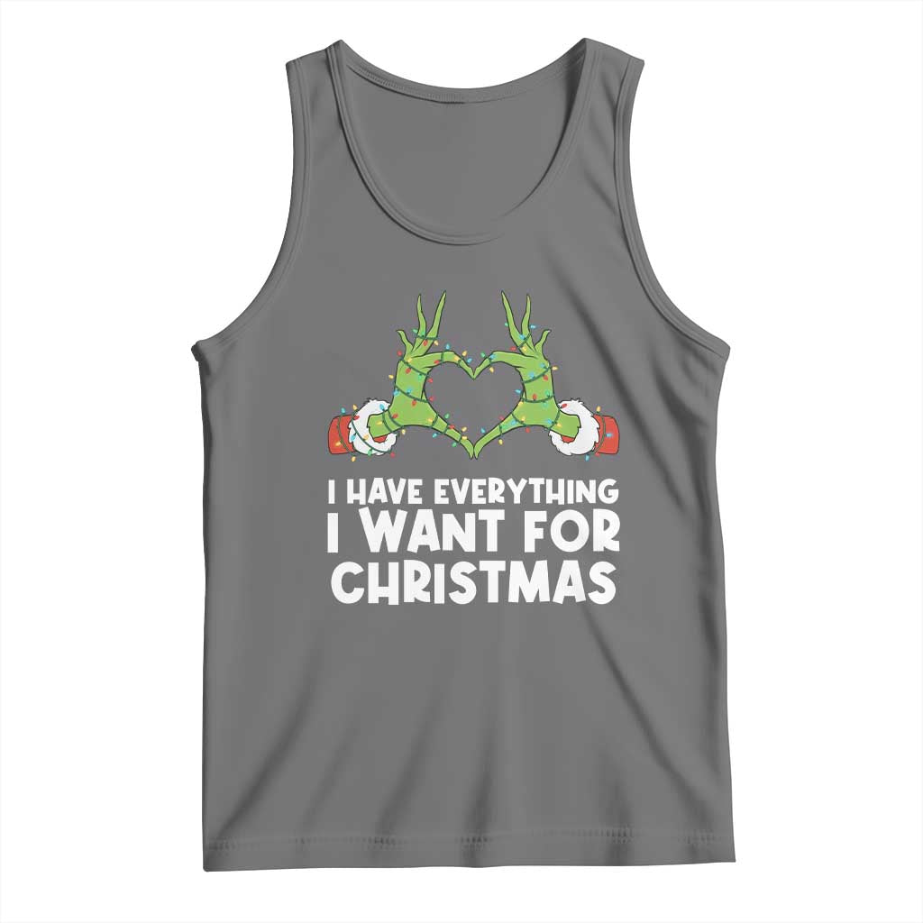 Funny Elf Hand Christmas Tank Top I Have Everything I Want For Christmas TS14 Black Heather Print Your Wear