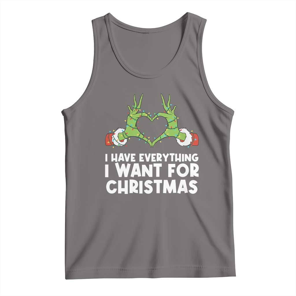 Funny Elf Hand Christmas Tank Top I Have Everything I Want For Christmas TS14 Deep Heather Print Your Wear