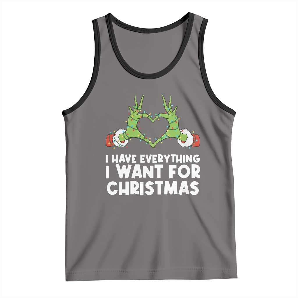 Funny Elf Hand Christmas Tank Top I Have Everything I Want For Christmas TS14 Deep Heather Black Print Your Wear