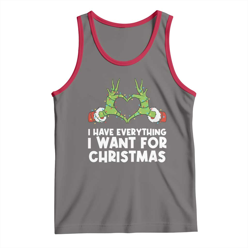Funny Elf Hand Christmas Tank Top I Have Everything I Want For Christmas TS14 Deep Heather Red Print Your Wear