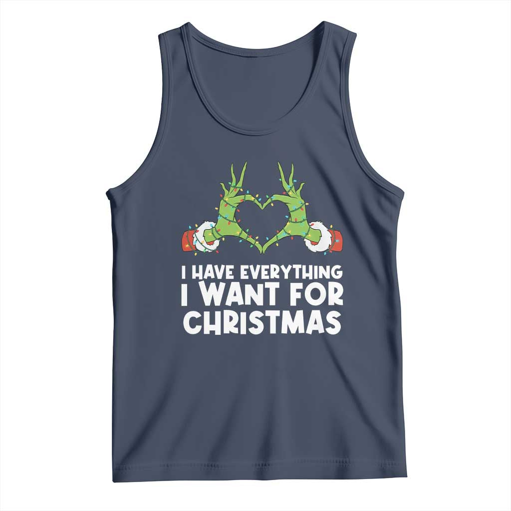 Funny Elf Hand Christmas Tank Top I Have Everything I Want For Christmas TS14 Navy Print Your Wear