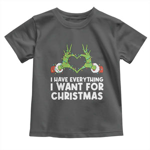 Funny Elf Hand Christmas Toddler T Shirt I Have Everything I Want For Christmas TS14 Dark Heather Print Your Wear