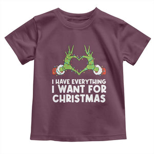 Funny Elf Hand Christmas Toddler T Shirt I Have Everything I Want For Christmas TS14 Maroon Print Your Wear