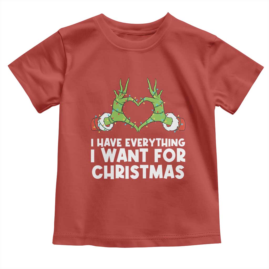 Funny Elf Hand Christmas Toddler T Shirt I Have Everything I Want For Christmas TS14 Red Print Your Wear