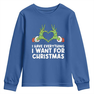 Funny Elf Hand Christmas Youth Sweatshirt I Have Everything I Want For Christmas TS14 Royal Blue Print Your Wear