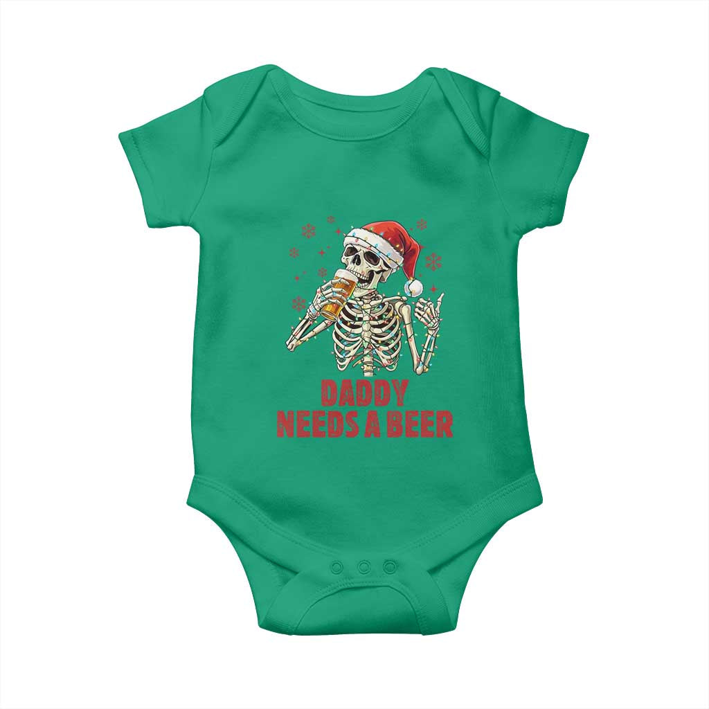 Funny Skeleton Beer Christmas Baby Onesie Daddy Needs A Beer TS14 Irish Green Print Your Wear