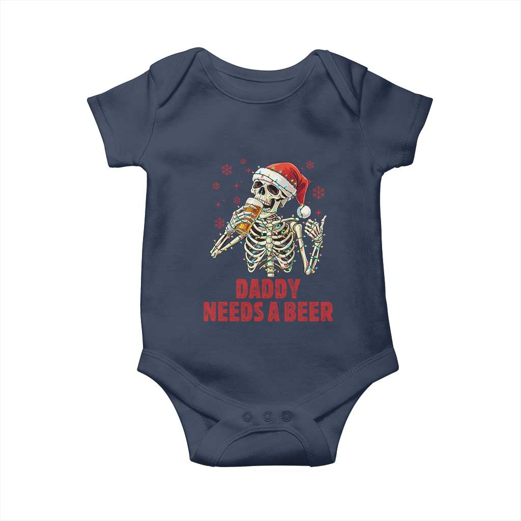 Funny Skeleton Beer Christmas Baby Onesie Daddy Needs A Beer TS14 Navy Print Your Wear