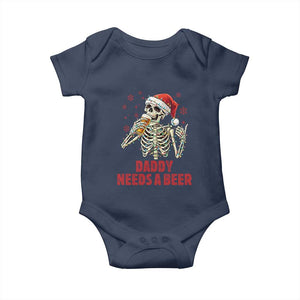 Funny Skeleton Beer Christmas Baby Onesie Daddy Needs A Beer TS14 Navy Print Your Wear