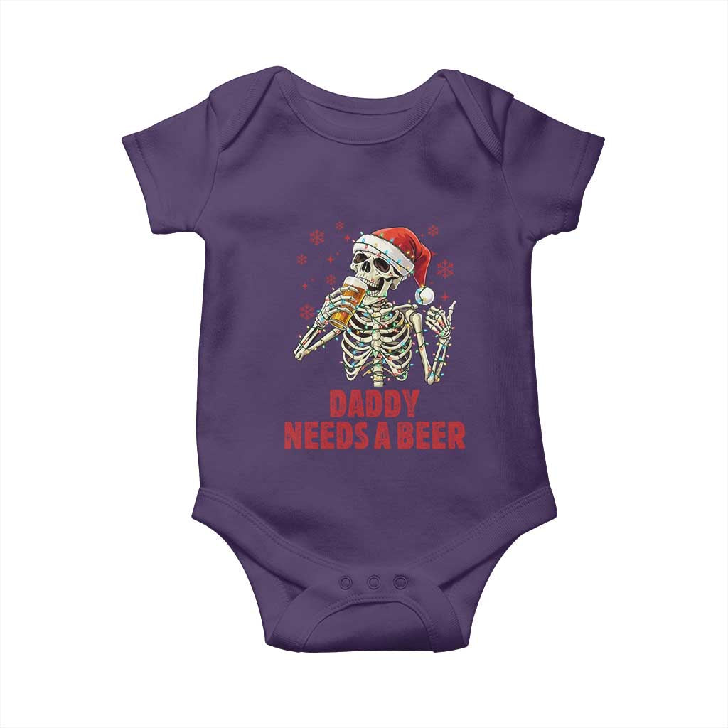 Funny Skeleton Beer Christmas Baby Onesie Daddy Needs A Beer TS14 Purple Print Your Wear
