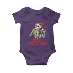Funny Skeleton Beer Christmas Baby Onesie Daddy Needs A Beer TS14 Purple Print Your Wear