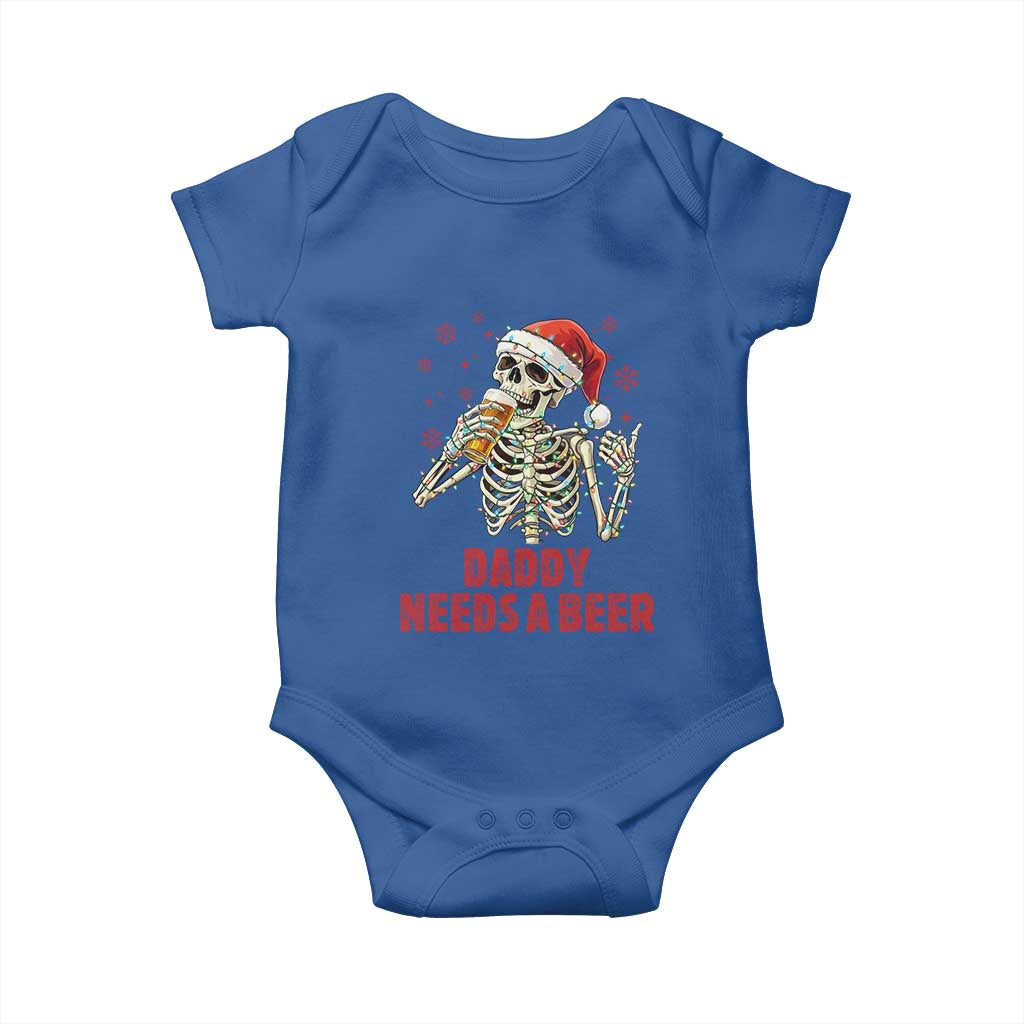Funny Skeleton Beer Christmas Baby Onesie Daddy Needs A Beer TS14 Royal Blue Print Your Wear