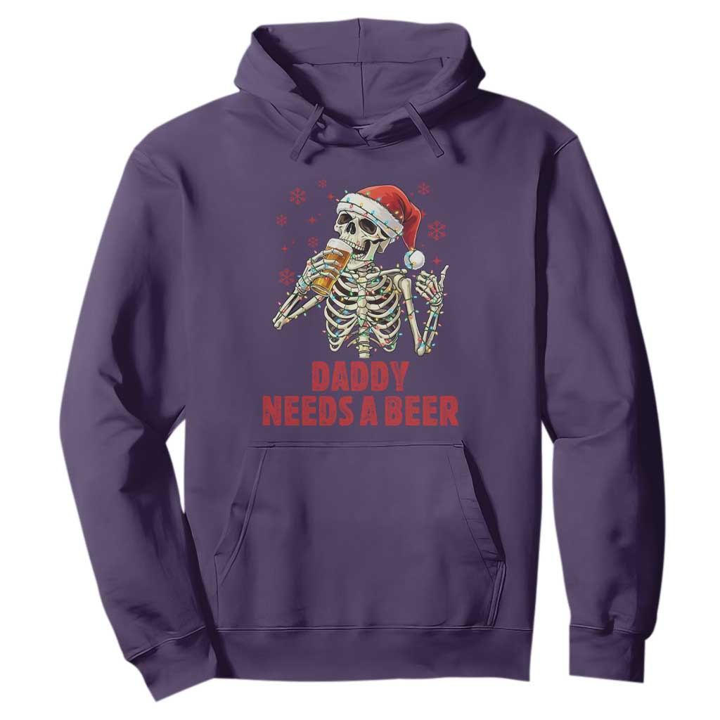 Funny Skeleton Beer Christmas Hoodie Daddy Needs A Beer TS14 Purple Print Your Wear