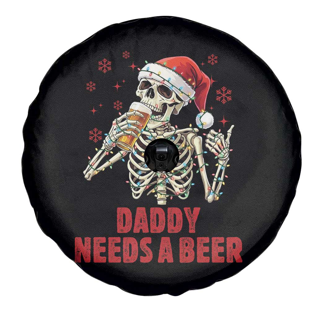 Funny Skeleton Beer Christmas Spare Tire Cover Daddy Needs A Beer TS14 Print Your Wear