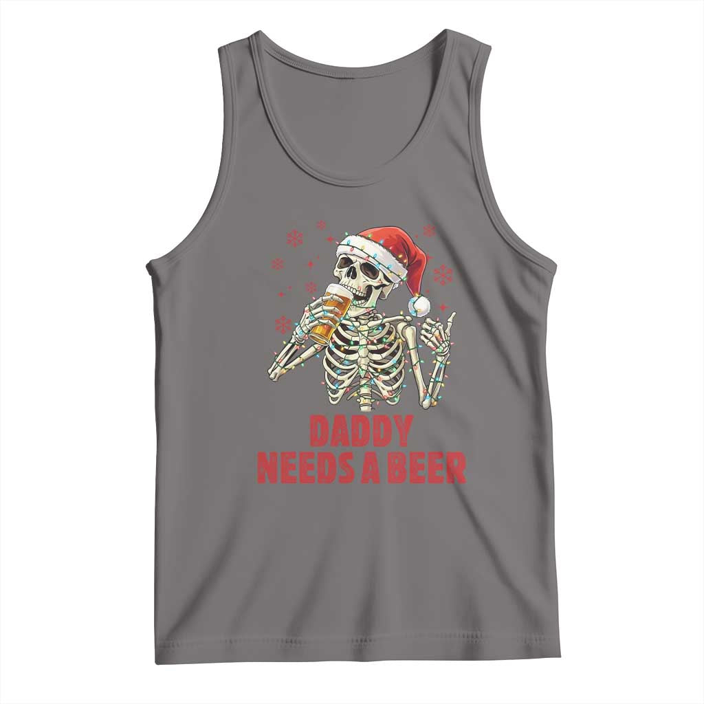 Funny Skeleton Beer Christmas Tank Top Daddy Needs A Beer TS14 Deep Heather Print Your Wear
