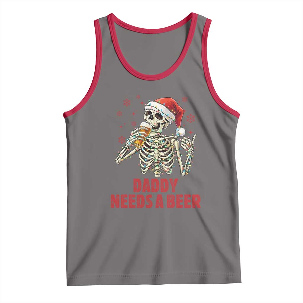 Funny Skeleton Beer Christmas Tank Top Daddy Needs A Beer TS14 Deep Heather Red Print Your Wear