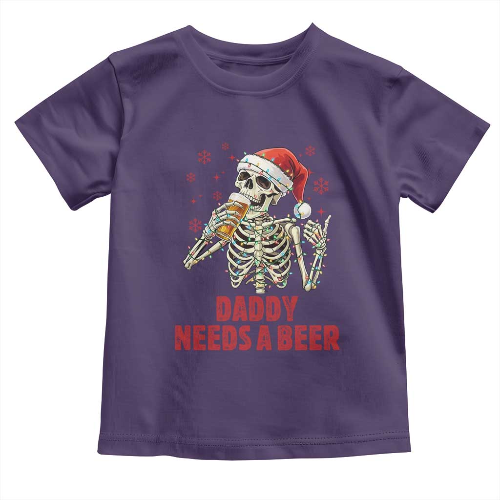 Funny Skeleton Beer Christmas Toddler T Shirt Daddy Needs A Beer TS14 Purple Print Your Wear