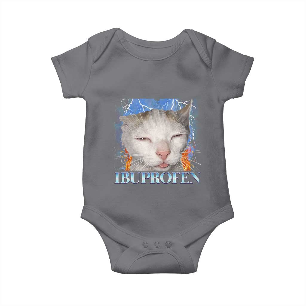 Funny Cat Meme Baby Onesie Ibuprofen Silly Kitten TS14 Charcoal Print Your Wear