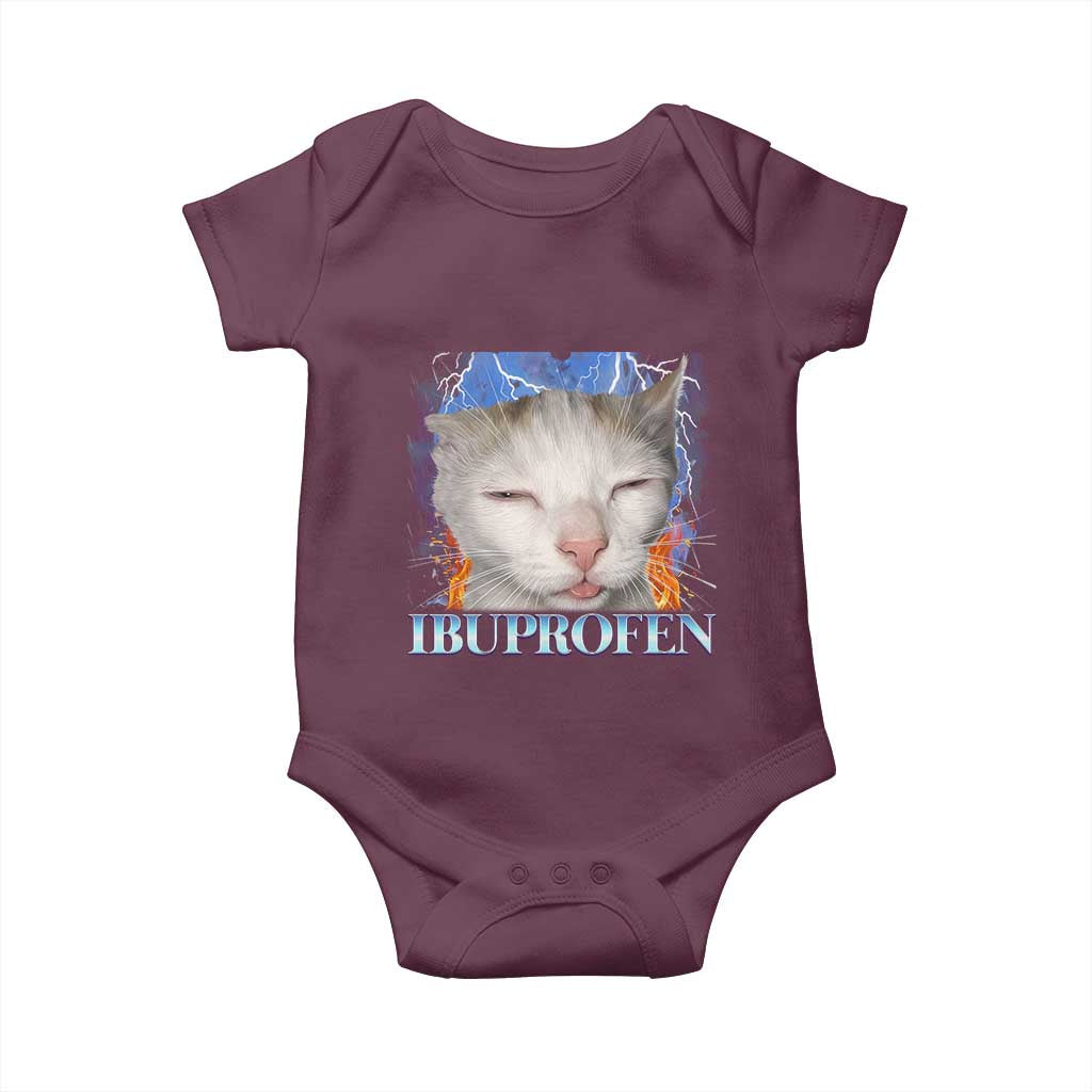 Funny Cat Meme Baby Onesie Ibuprofen Silly Kitten TS14 Maroon Print Your Wear