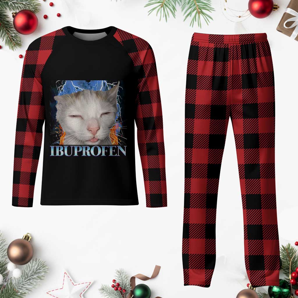 Funny Cat Meme Plaid Pajama Set Ibuprofen Silly Kitten TS14 Buffalo Plaid Print Your Wear