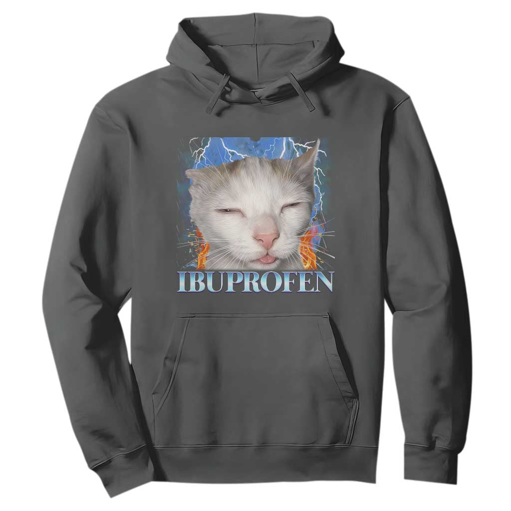 Funny Cat Meme Hoodie Ibuprofen Silly Kitten TS14 Dark Heather Print Your Wear