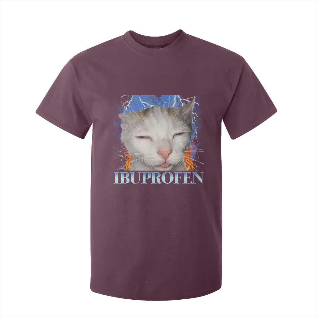 Funny Cat Meme T Shirt For Kid Ibuprofen Silly Kitten TS14 Maroon Print Your Wear