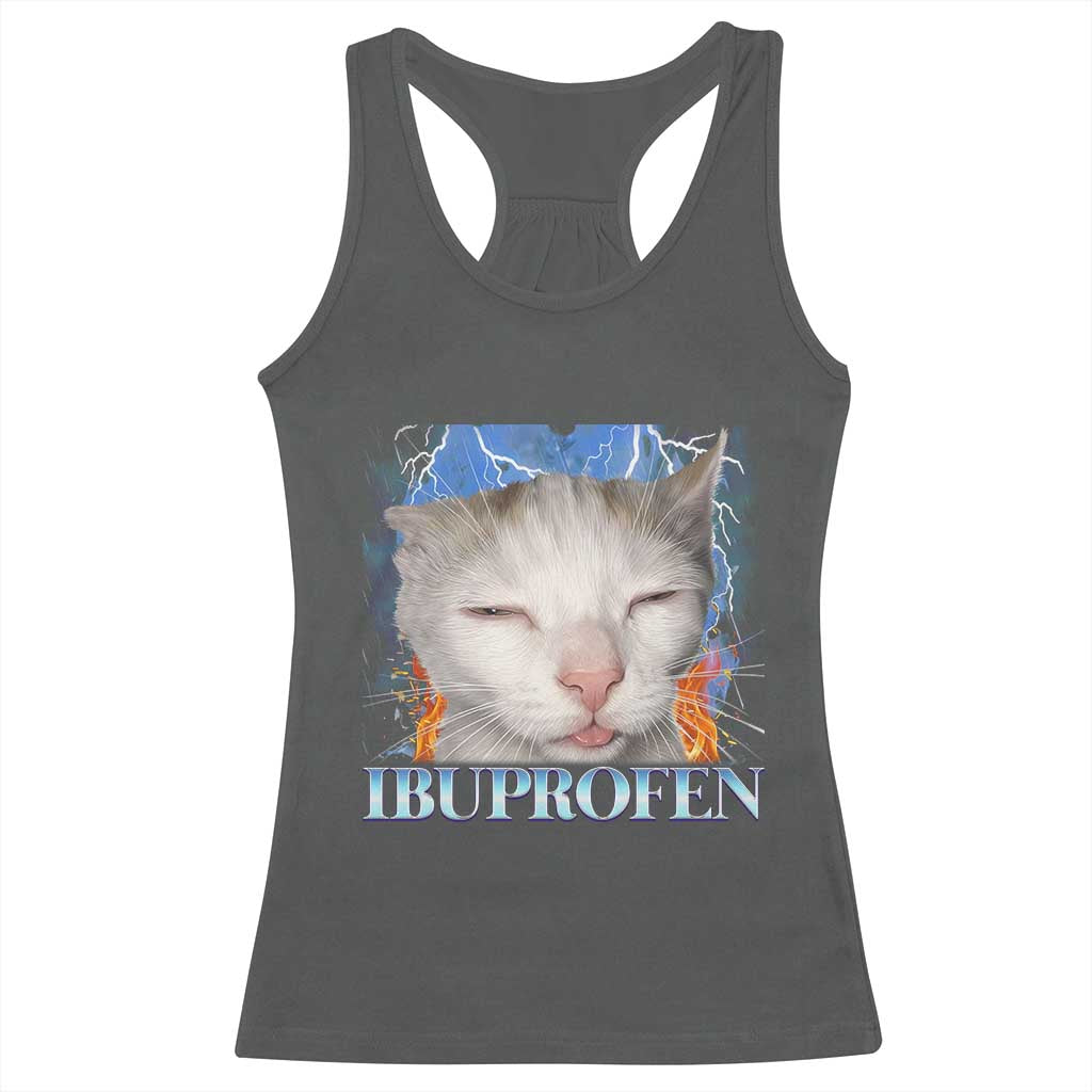 Funny Cat Meme Racerback Tank Top Ibuprofen Silly Kitten TS14 Dark Heather Print Your Wear