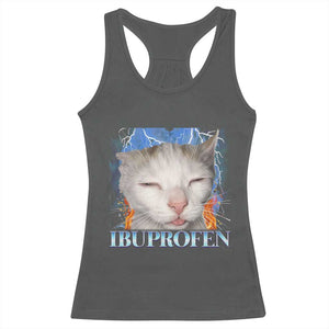 Funny Cat Meme Racerback Tank Top Ibuprofen Silly Kitten TS14 Dark Heather Print Your Wear