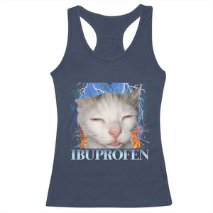 Funny Cat Meme Racerback Tank Top Ibuprofen Silly Kitten TS14 Navy Print Your Wear