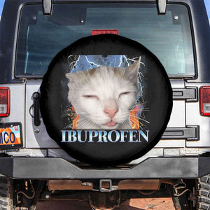 Funny Cat Meme Spare Tire Cover Ibuprofen Silly Kitten TS14 No hole Black Print Your Wear